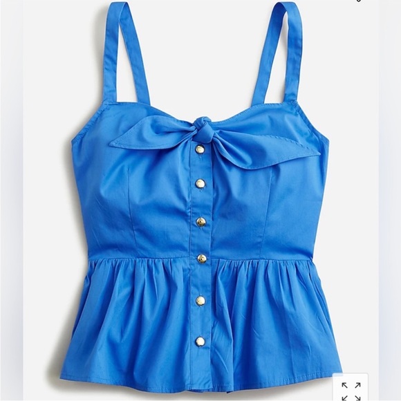 J. Crew Tie-Front Button-Up Peplum Top in Cotton Poplin NWT Size 4 - Picture 4 of 11